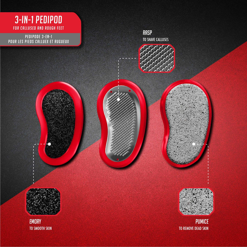 Man Made: 3-In-1 PediPod, Smooth and Repair Rough Feet, Become a Better Man (Red) Red - BeesActive Australia