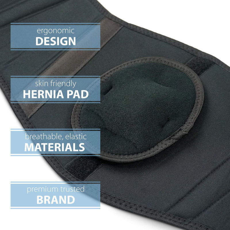 ORTONYX Ergonomic Umbilical Hernia Belt for Men and Women - Abdominal Support Binder with Compression Pad - Navel Ventral Epigastric Incisional and Belly Button Hernias Surgery Brace - OX353-L/XXL L/XXL (42"-57") Black - BeesActive Australia