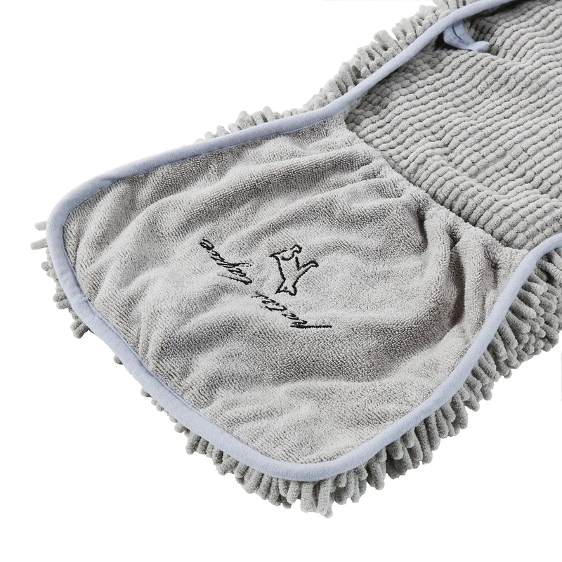 Patas Lague Luxury Absorbent Dog Towel, 35x15 Extra Large Microfiber Quick Drying Dog Shammy with Hand Pockets Pet Towel for Dog and Cat, Machine Washable 1 PCS Grey - BeesActive Australia