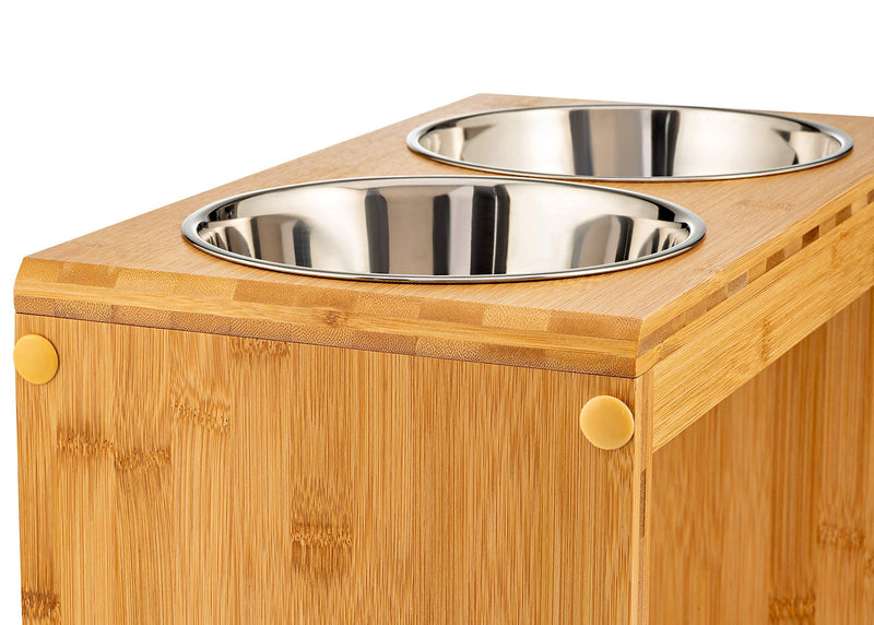 Large 12" Tall Elevated Dog & Pet Feeder- Double Bowl Raised Food & Water Stand- Includes 2 Extra Stainless Steel Bowls, 4 Bowls Total 12" - BeesActive Australia