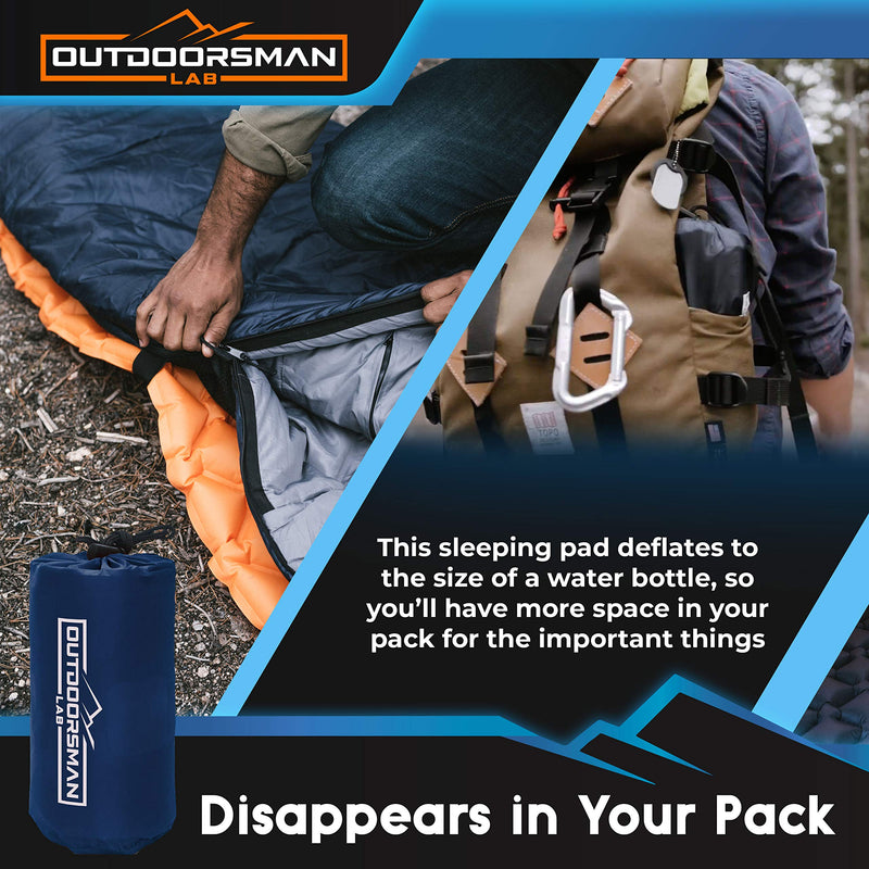 Outdoorsman Lab Sleeping Pad for Camping - Patented Camp Mat, Ultralight - Best Compact Inflatable Air Mattress for Adults & Kids - Lightweight Hiking, Backpacking, Outdoor & Travel Gear Blue - BeesActive Australia