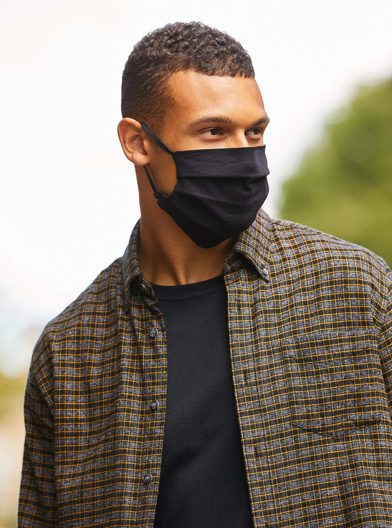 Oscar Apparels Reusable Face Mask, 100% BCI Cotton with Elastic Loop, Adult (5 Pack) One Size (Pack of 5) Black - BeesActive Australia