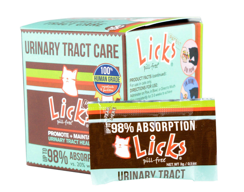 Licks Pill-Free Cat Urinary Tract Care - Cat UTI Care and Prevention Gel Packets - Urinary Tract Infection Supplement for Cats - Omega 3 Fish Oil and L-Lysine Supplement - Gel Packets - 30 Use - BeesActive Australia