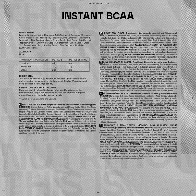 Bulk Instant Branched Chain Amino Acids (BCAA) Powder, Strawberry and Watermelon, 500 g - BeesActive Australia