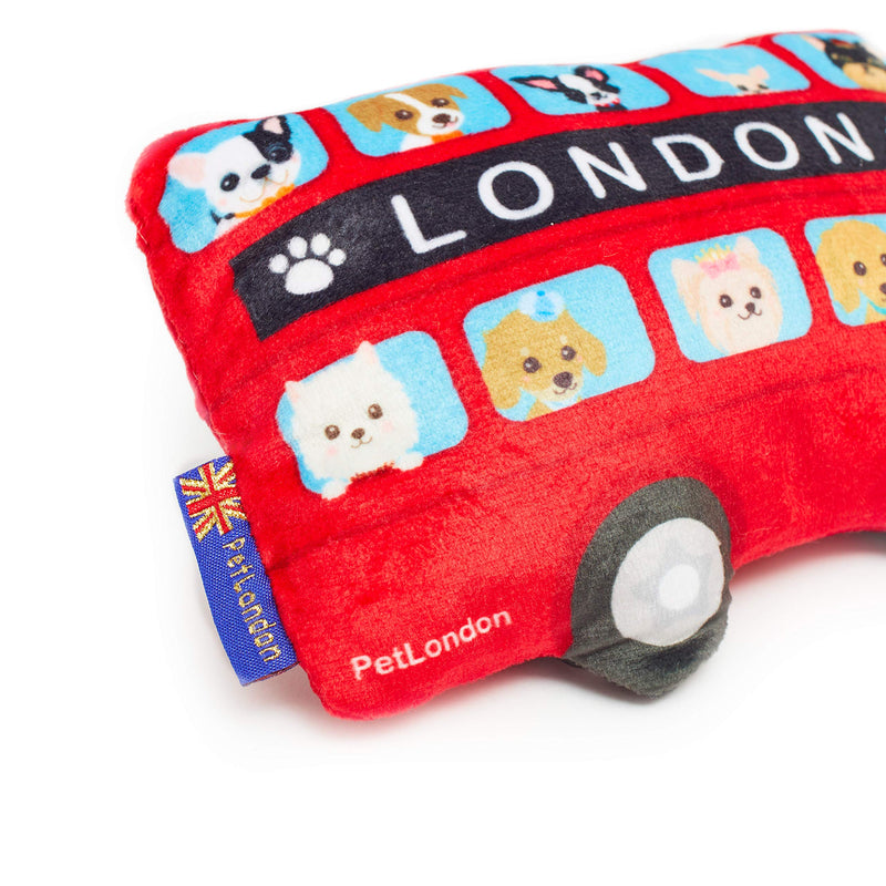 PetLondon Graphical London Red Bus Dog Toy - Fun Printed London Routemaster British Red Soft Plush Toy - 7" - BeesActive Australia