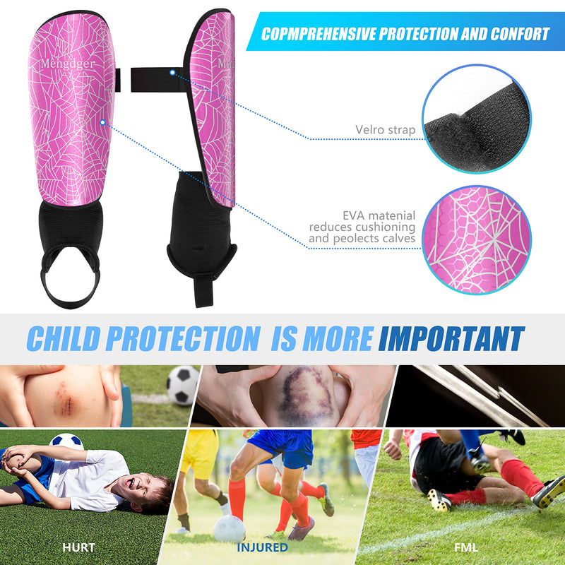 Shin Guards Soccer Youth Kids with Ankle Support Boys Girls Toddler Shin Pads Sleeves EVA Cushion Protection Reduce Shocks Injurie Calf Protective Gear for 4 5 6 7 8 9 10 11 12 Years Old Small Pink - BeesActive Australia