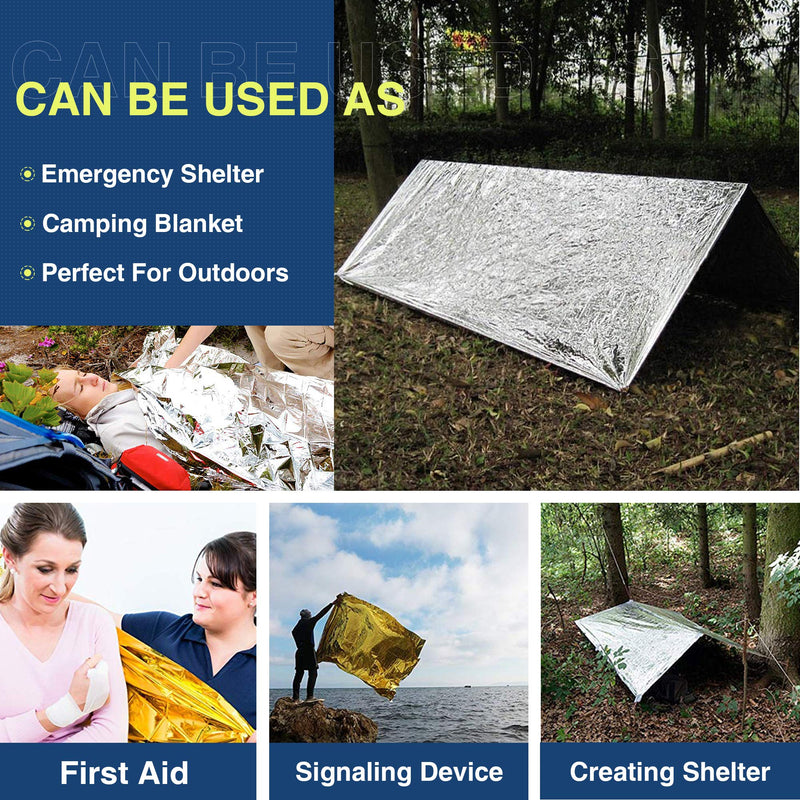 RUIMI Emergency Blankets for Survival 4 Pack, Mylar Thermal Blanket Retains Body Heat for Outdoors First Aid, Hiking, Camping Gold-4 Pack - BeesActive Australia