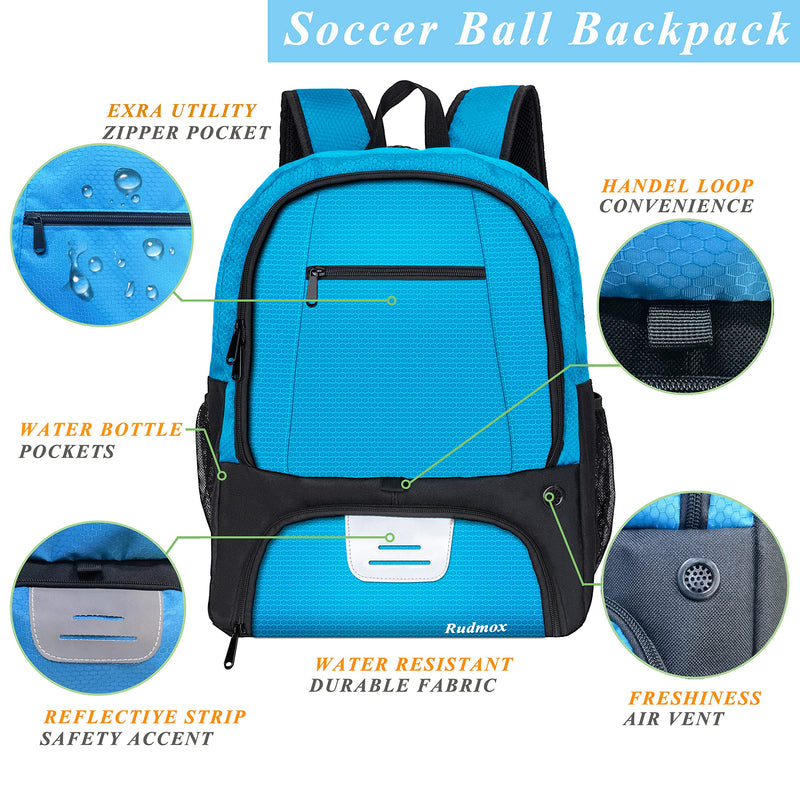 Soccer Ball Bag-Backpack for Basketball,Volleyball with Cleat Shoes and Ball Compartment Laptop Sleeve for Travel,School Team Blue - BeesActive Australia