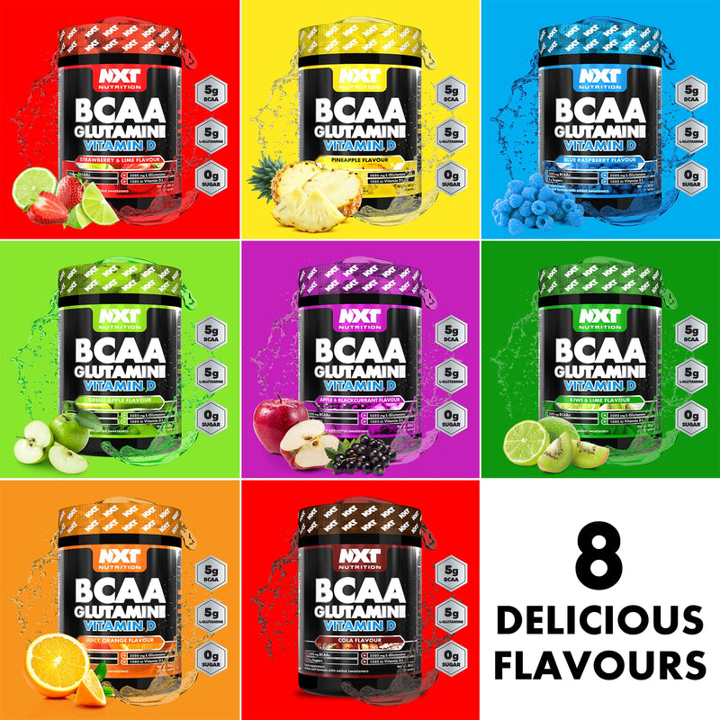 NXT Nutrition BCAA, Glutamine & Vitamin D | BCAAs Amino Acids with Vitamin D3 and L-Glutamine - for Recovery, Gut Health and Muscle Protein Synthesis | 360g - 30 Servings (Pineapple) - BeesActive Australia