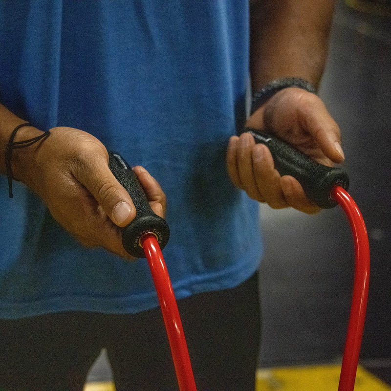 EliteSRS, Muay Thai 2.0 Weighted Jump Rope - Heavy 1.5lb PVC Drag Rope Matte Black - 10FT - BeesActive Australia