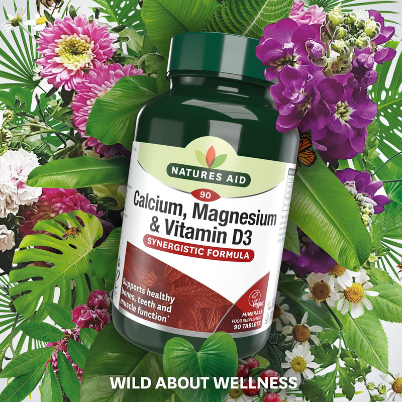 Natures Aid Calcium Magnesium and D3, Helps Maintain Normal Bones, Teeth and Muscle Function, Vegan, 90 Tablets Calcium Magnesium and D3, 90 Tablets - BeesActive Australia
