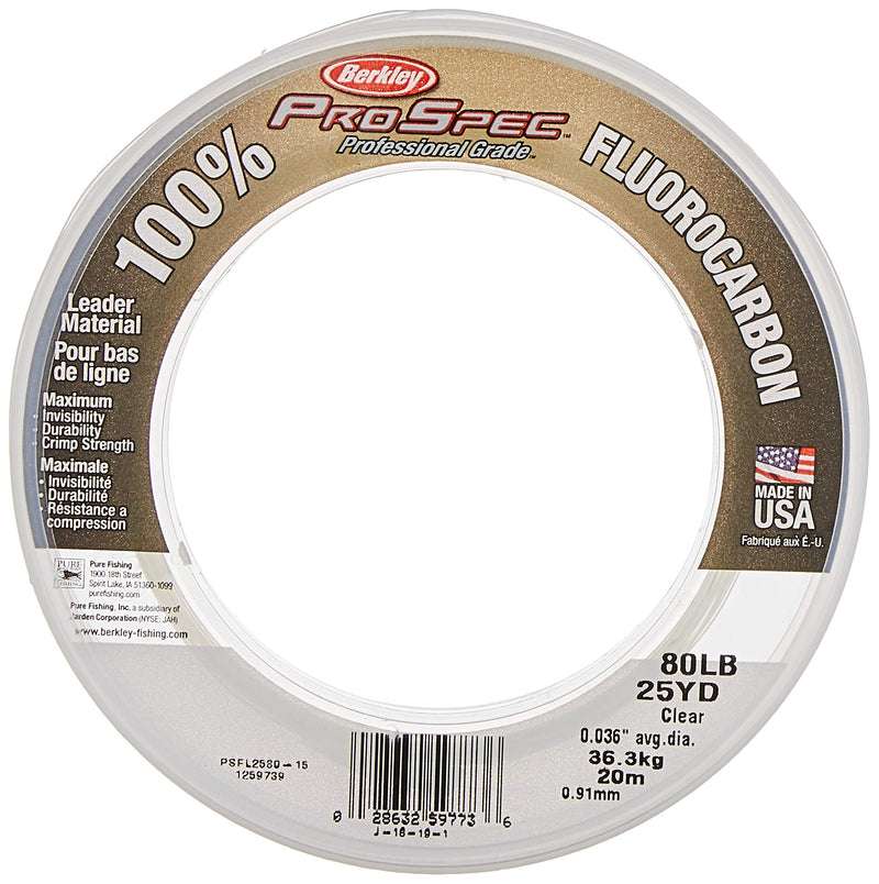 Berkley ProSpec 100% Fluorocarbon Fishing Leader 25 Yards Clear 40 Pounds - BeesActive Australia