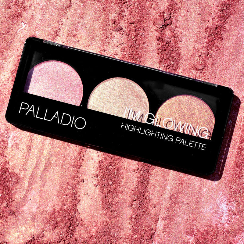 Palladio I'm Glowing Illuminating Highlighting Palette, Glow Bronzer Powder Makeup Set, High Pigmented Shimmery Colors - BeesActive Australia