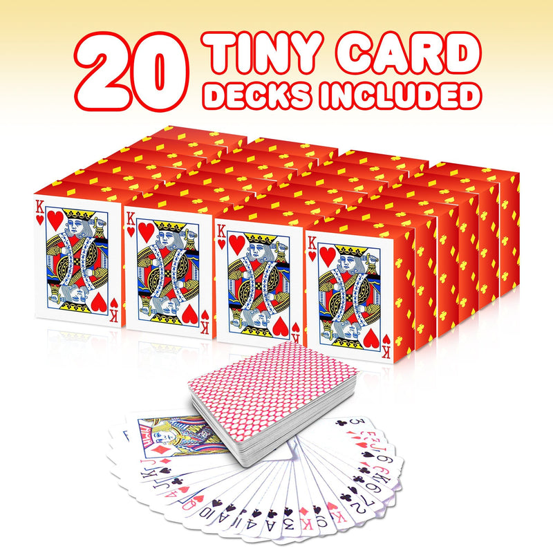 [AUSTRALIA] - Gamie Mini Playing Cards - Pack of 20 Decks - Poker Cards - Miniature 1.5 Inch Card Set - Small Casino Game Cards for Kids, and Adults - Great Novelty Gift, Party Favor for Boys and Girls 