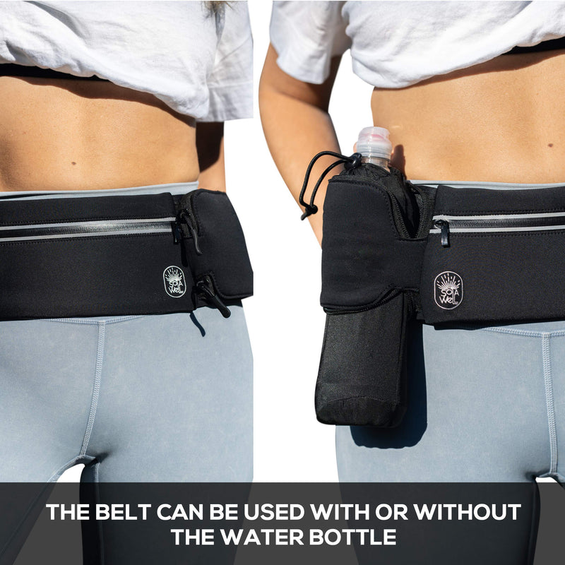 SOLAWELL Running Belt with Water Bottle Holder – Jogging / Hiking Waist Bag - Walking Hydration Fanny Pack - iPhone Carrier For Any Phone Size – Sport Pouch for Women and Men - BeesActive Australia