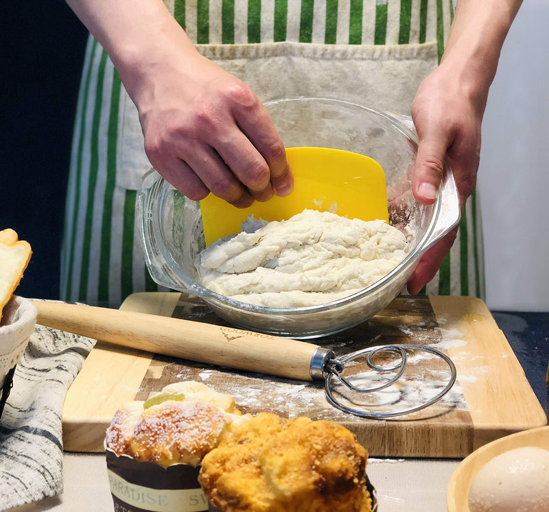 Torwood Danish Dough Whisk Bread Mixer Large 13.5 inches Stainless Steel Wooden Dutch Hook for Baking, Loaves, Pastries and Pizza, comes with a Dough Scraper 1 - BeesActive Australia