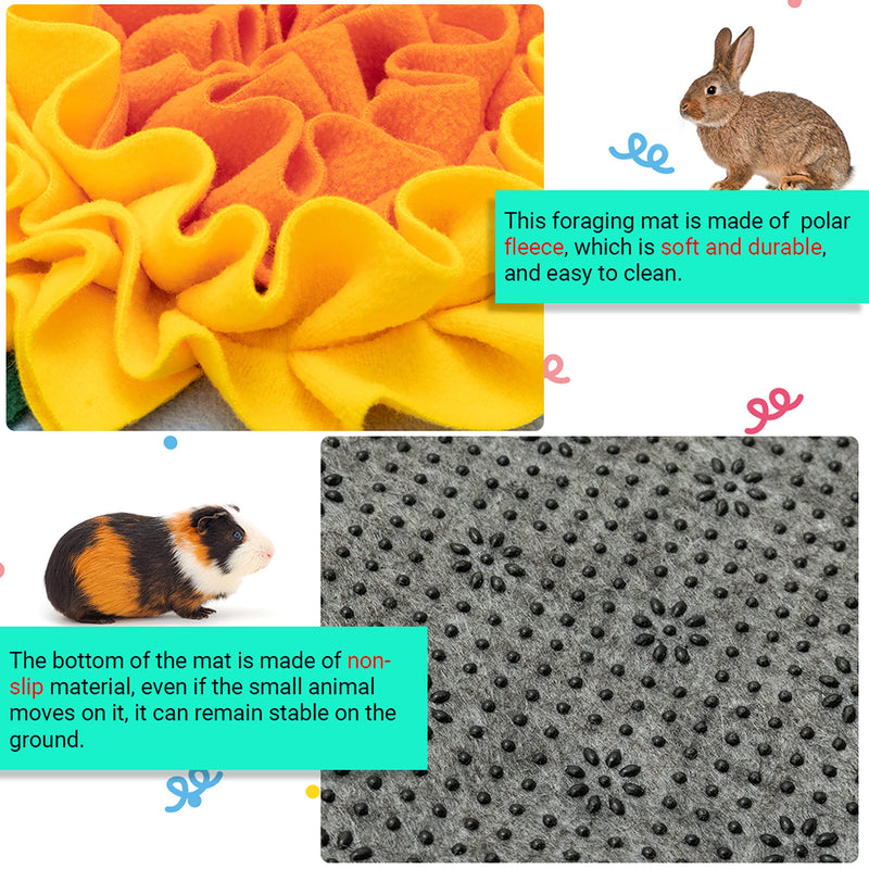Rabbit Hay Feeder - Interactive Funny Polar Fleece Pet Foraging Mat Indoor for Guinea Pig Bunny Chinchillas Hamster Ferrets Small Aniamls - Anti Slip Feeding Mat Treat Dispenser Machine Washable - BeesActive Australia