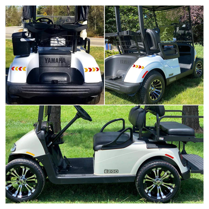 10L0L Golf Cart Front Rear Side Reflex Reflector Strips, Stick-On Sticker Decals, Red + Amber Arrow - BeesActive Australia