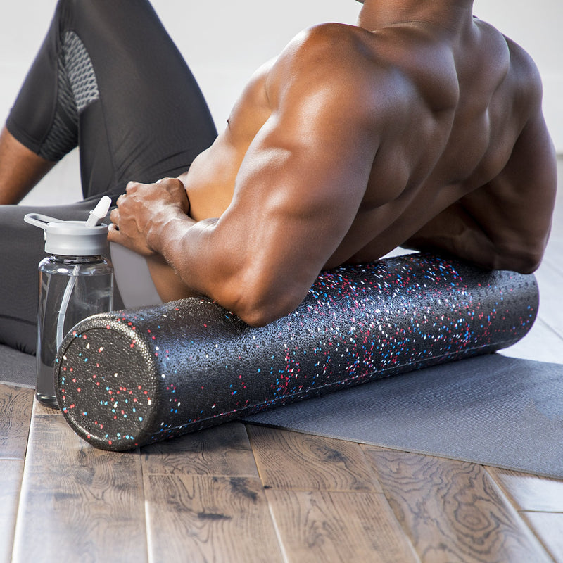 Day 1 Fitness High-Density Round Foam Rollers - 4 Size and 8 Color Options - Massage Rollers for Stretching, Deep Tissue and Myofascial Release Usa Speckled c) 24" - BeesActive Australia