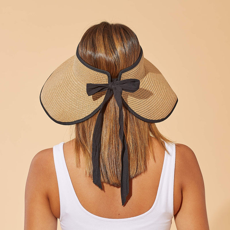 Tickled Pink Women's Classic Summer Visor One Size Tawny Bow Tie - BeesActive Australia