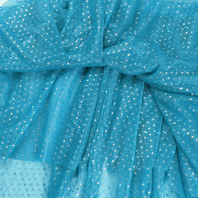 [AUSTRALIA] - Alvivi Women's Polka Dots Sequins Latin Skirt Asymmetric Ballet Dance Dress Wrap Tutu Skirt Sky Blue 