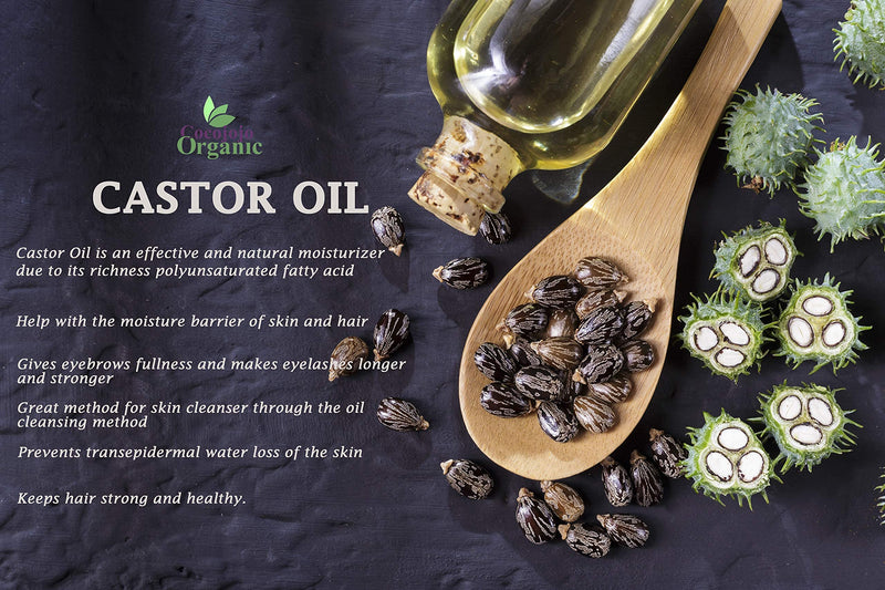 Pure Castor Oil - Certified USDA Organic - 100% Pure, Cold Pressed Best for Hair, Beard, Nails, Skin, Body, Eyelashes, Eyebrows, Brows Moisturize Hexane-Free, 8 Ounce Premium Grade - BeesActive Australia