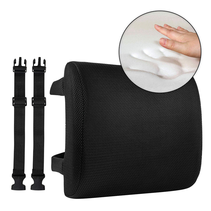 Healthy Spirit Memory Foam Lumbar Support Back Cushion | Back Support for Office Chair Car | Lumbar Support Pillow, Black, 1 Count - BeesActive Australia