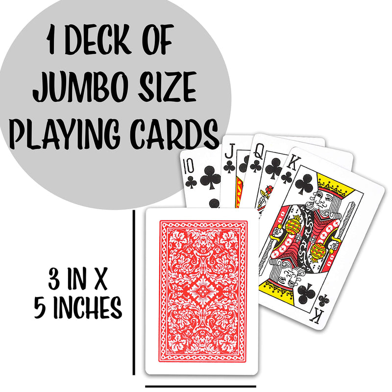 Edgewood Toys 3” X 5” Extra Large Playing Card Deck – Giant Playing Cards with Easy to Read Jumbo Print for Adults, Kids, & Seniors – Great to Use with Classic Card Games, Poker, Board Games | 1 Pack - BeesActive Australia