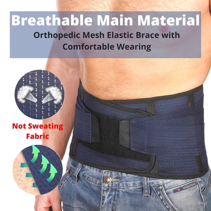 AVESTON Back Support Lower Back Brace for Back Pain Relief - Thin Breathable Rigid 6 ribs Adjustable Lumbar Support Belt Men/Women Keeps Your Spine Straight, Surgery, Fracture - Large 38-45" Belly Large (38-45 Inch) - BeesActive Australia