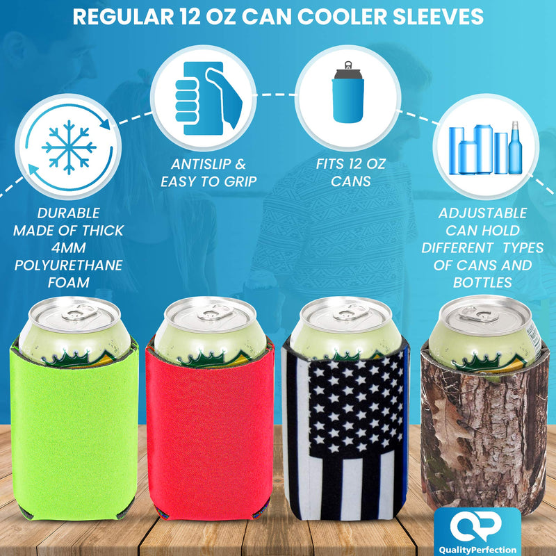 QualityPerfection Can Cooler Sleeve (6 Pack) 4mm Thickness Neoprene 12 oz Regular Can Coolie, Collapsible Economy Bulk Insulation with Stitches Perfect 4 Events,Custom DIY Projects (Tie-dye Mix) Tie Dye Mix - BeesActive Australia