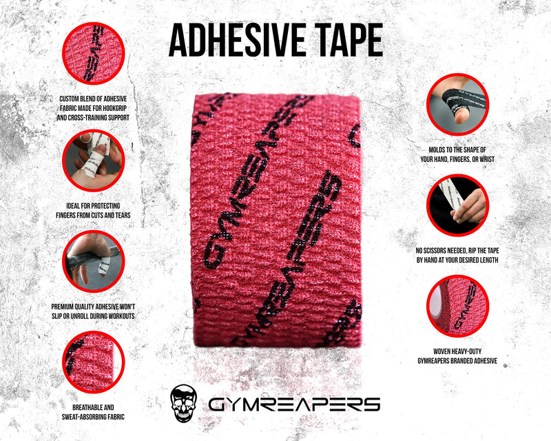 Gymreapers Weightlifting Adhesive Thumb Tape, Stretchy Athletic Tape Grip & Protection for Olympic Lifting, Cross Training, Powerlifting, Hookgrip Red 3 Rolls - BeesActive Australia
