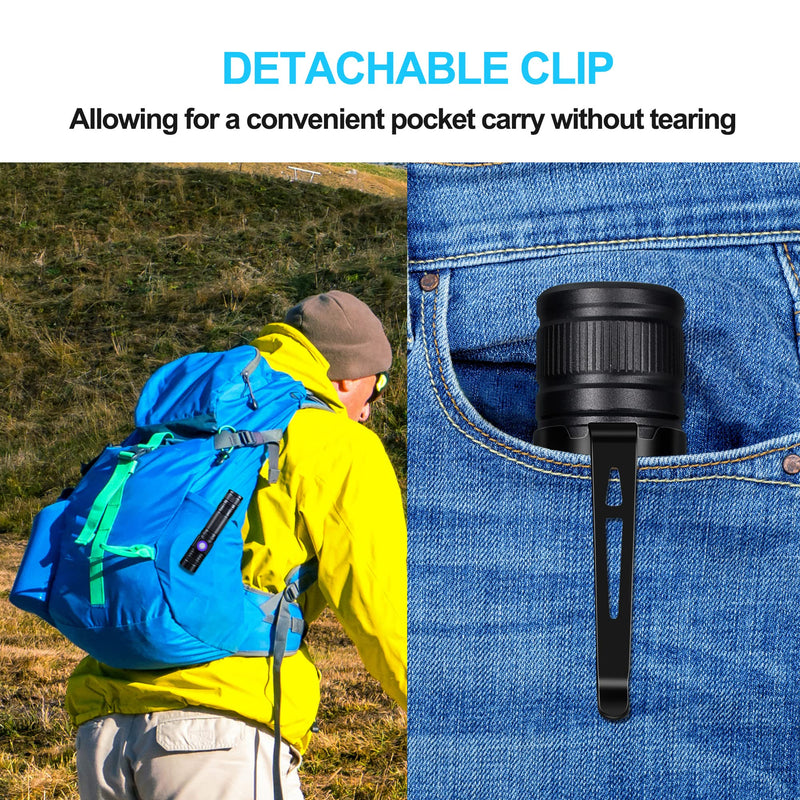 DARKBEAM UV 395nm Flashlight USB Rechargeable, Wood's lamp Black Light, Handheld Ultraviolet LED Portable with Clip, Resin Curing / Spot Scorpions / Fluorescer / Detector for Pet Dog Urine - BeesActive Australia