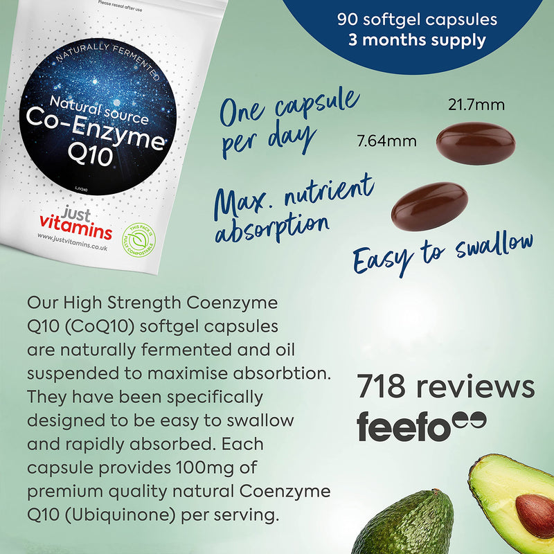 Co-Enzyme Q10 (CoQ10) 100mg - 90 Capsules | 3 Month Supply 100% Pure Co Q10 Premium Naturally Fermented & Oil Encapsulated for High Absorption - Quality Assured Coenzyme Q10 Supplement - UK Made - BeesActive Australia