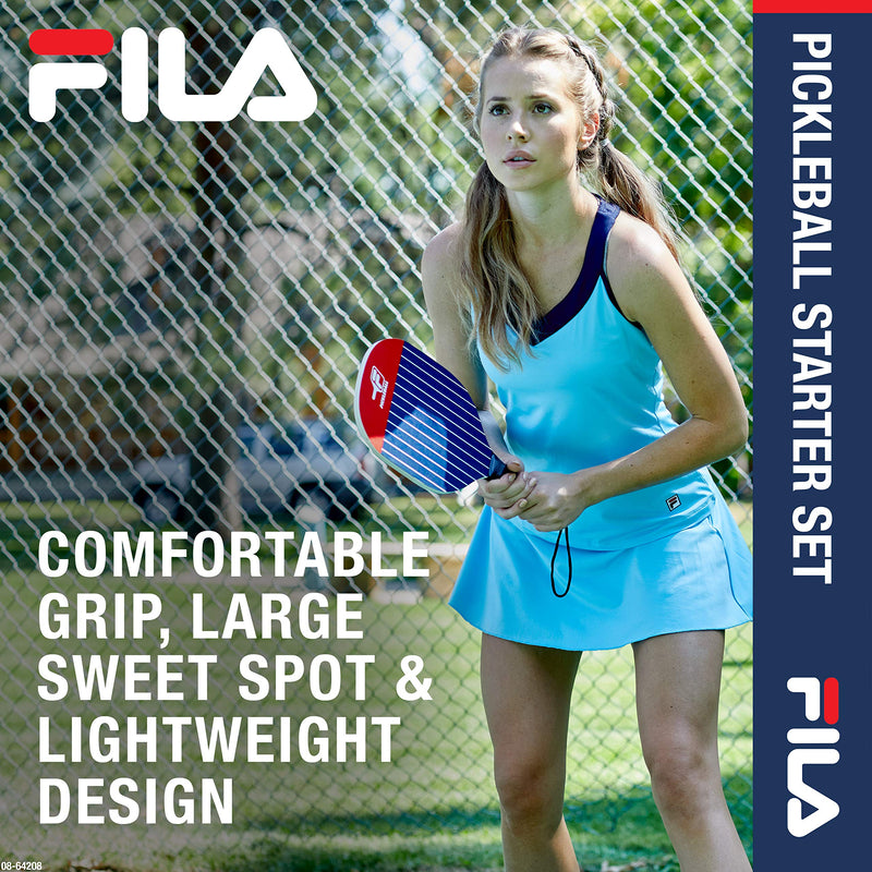 FILA Accessories Pickleball Paddles Set of 2 - Includes 2 Pickle Ball Rackets, 2 Outdoor Pickleball Balls, Pickle-Ball Raquet Game Equipment Mesh Bag Deuce - BeesActive Australia