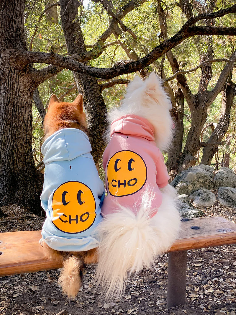 ChoChoCho Smile Dog Hoodie, Smiley Face Dog Sweater, Stylish Dog Clothes, Cotton Sweatshirt for Dogs and Puppies, Fashion Outfit for Dogs Cats Puppy Small Medium Large 3XL (Chest: 23.6''-28'' / Suggest: 31-50 lbs) Baby Blue - BeesActive Australia