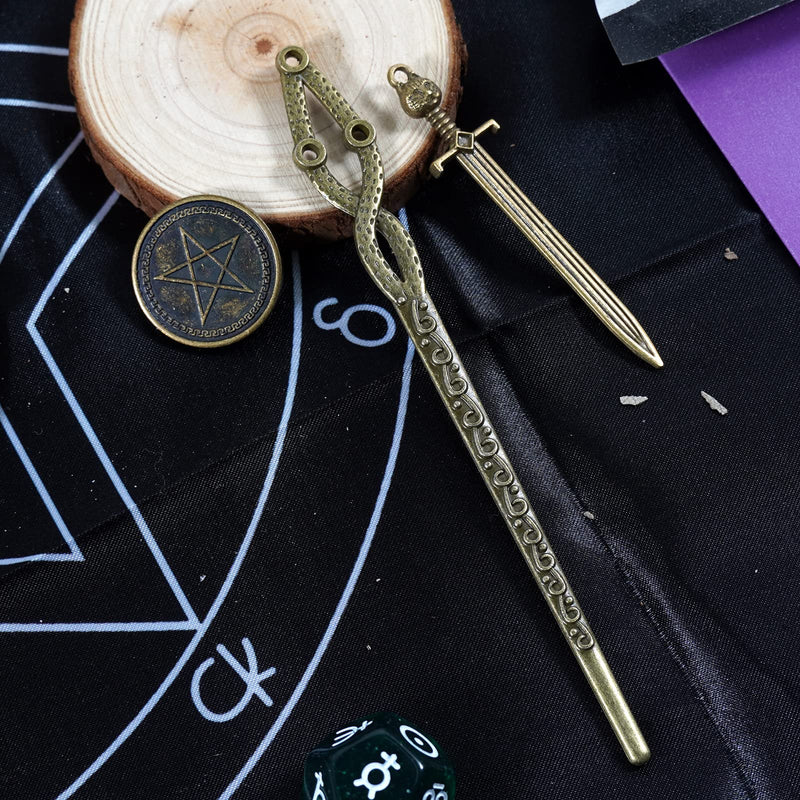 Soulnioi Witchcraft Supplies Set, Crystals Healing Set with 7 Chakra Stones,Sage, Scepter, Star Coin, Sword, Grail, for Meditation Spiritual, Witchcraft Starter Kit for Beginners (Gold Metal Ornament) H - BeesActive Australia