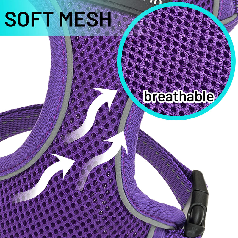 IPRAVOCI Cat Harness - Escape Proof Reflective Cat Harness and Leash for Small to Large Cats, Puppy, Small Dog - Adjustable Mesh Breathable Pink Cute Cat Harness for Walking Training Hiking S (neck7"-11" chest10.5"-16" ) Purple - BeesActive Australia