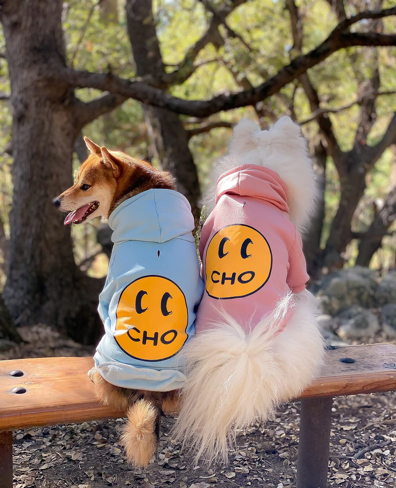 ChoChoCho Smile Dog Hoodie, Smiley Face Dog Sweater, Stylish Dog Clothes, Cotton Sweatshirt for Dogs and Puppies, Fashion Outfit for Dogs Cats Puppy Small Medium Large 3XL (Chest: 23.6''-28'' / Suggest: 31-50 lbs) Baby Blue - BeesActive Australia