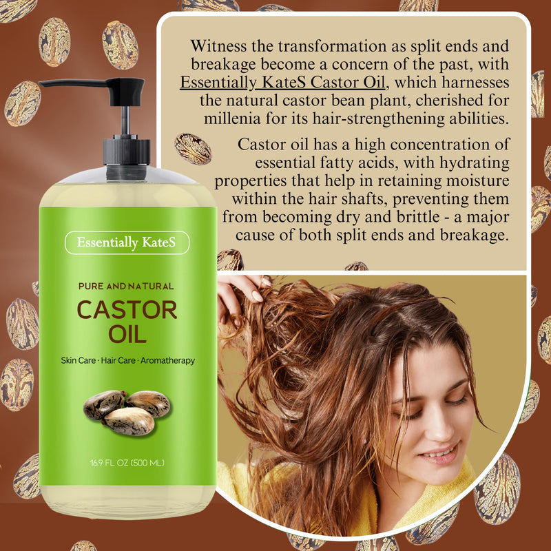 Essentially KateS Castor Oil 16.9 Fl Oz - 100% Pure and Natural and Cold Pressed 16.90 Fl Oz (Pack of 1) - BeesActive Australia