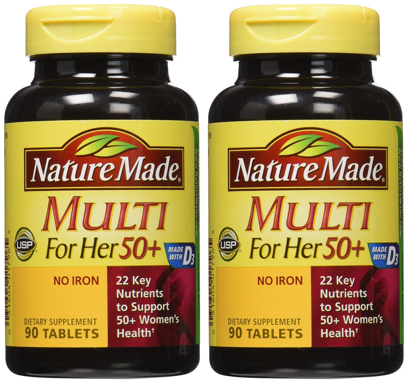 Nature Made Multi For Her 50+ Vitamin & Mineral Tabs, 90 ct (Pack of 2) (Packaging May Vary) - BeesActive Australia