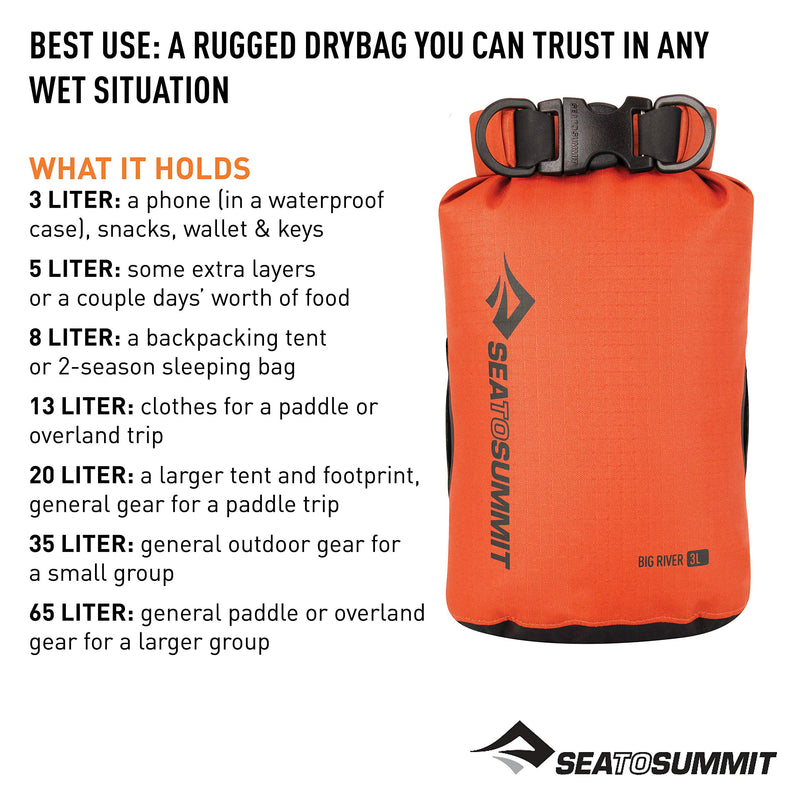 Sea to Summit Big River Dry Bag, Ultra-Durable Roll-Top Dry Storage Apple Green 13 Liter - BeesActive Australia