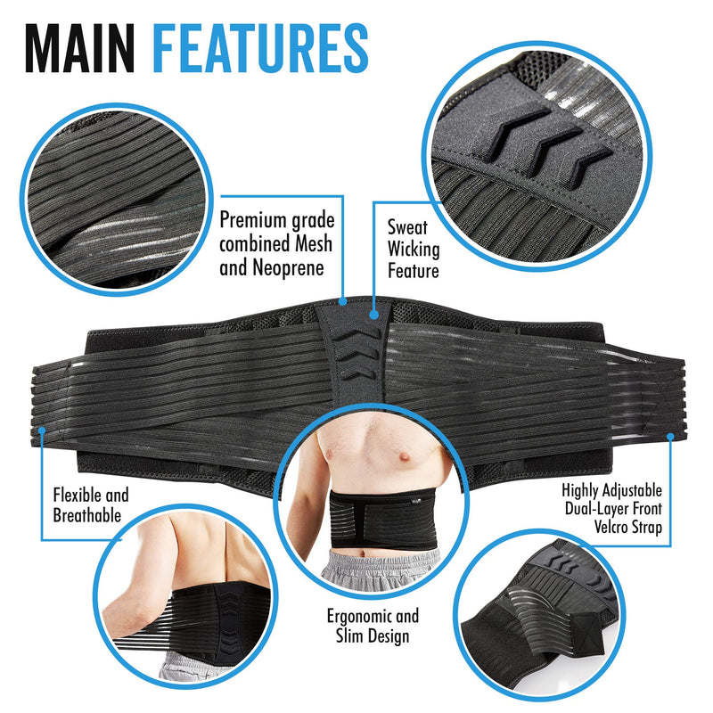 Lumbar Support Back Brace for Men and Women (Regular 28" - 50") Regular 28" - 50" - BeesActive Australia