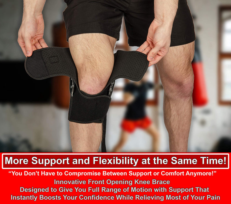 Hinged Knee Brace Support with Strap & Side Patella Stabilizers for Protection & Pain Relief for Arthritis, Meniscus Tear, ACL, MCL - Sports Compression Wrap for Running & Recovery - Men & Women L - BeesActive Australia