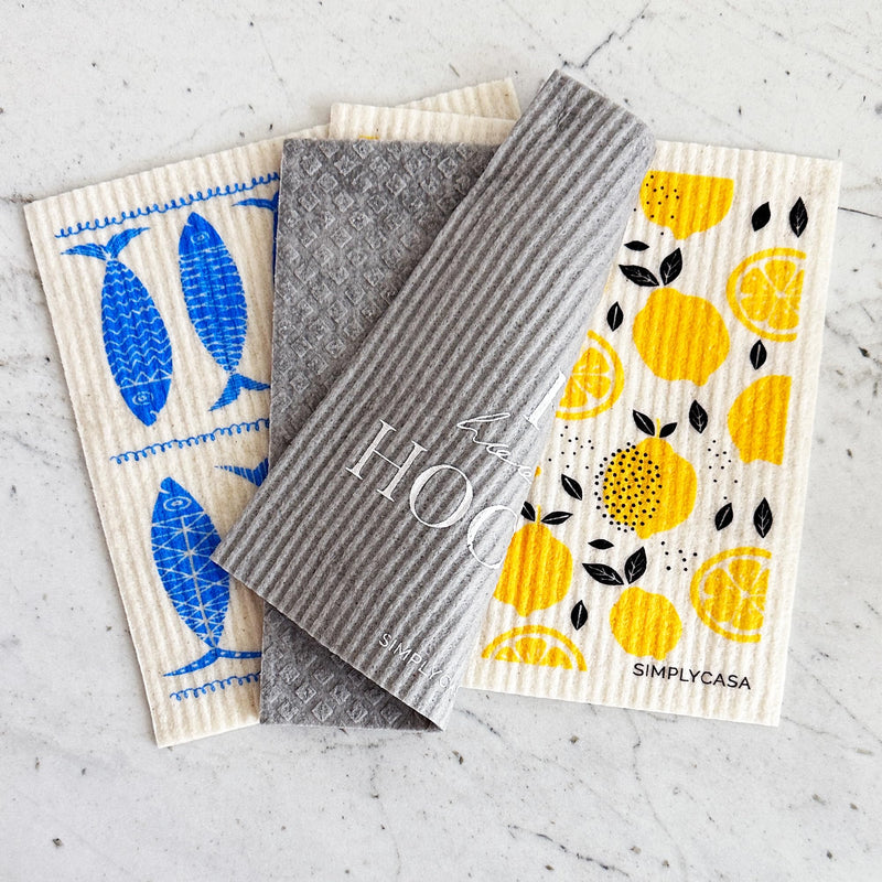 SIMPLYCASA Swedish Dishcloth Sponge Pack of 8, Reusable and Replace Dish Sponges and Dish Rags, Made in Sweden, Biodegradable, Zero Waste Quick Drying Cellulose Cleaning Cloths 8 Pack - Scandinavian Combo - BeesActive Australia