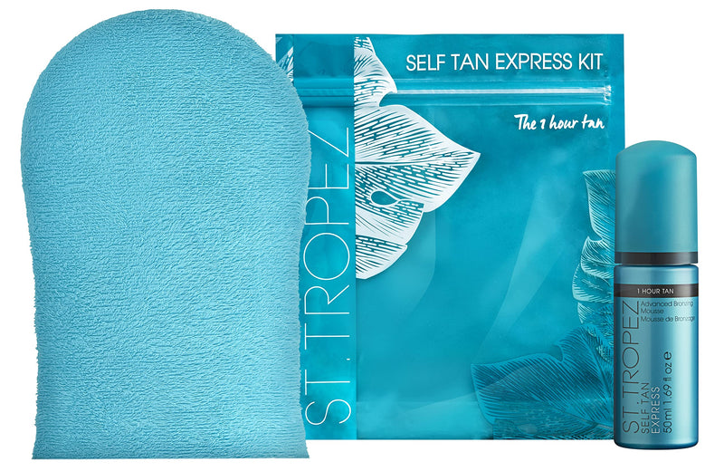 St. Tropez Fake Tan, Self Tan Express 1 Hour Tan Starter Kit, Vegan Beauty Gift for Her with Travel Size Tanning Mousse and Tanning Applicator Mitt - BeesActive Australia