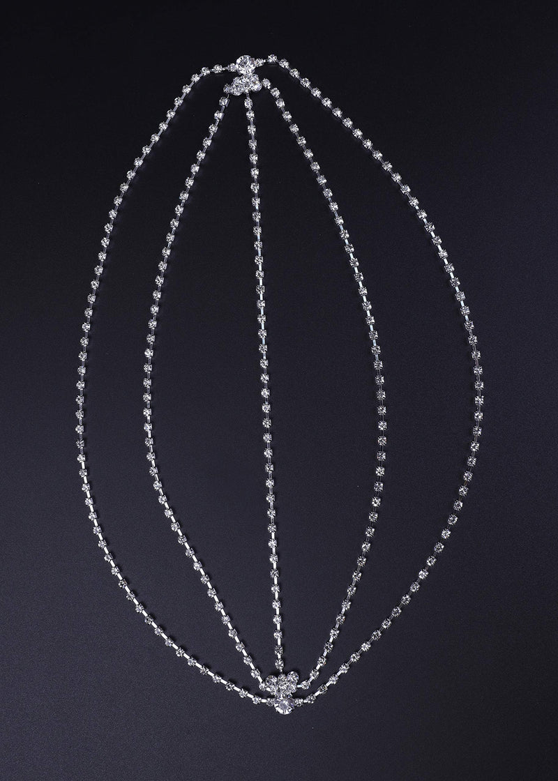 Wekicici Boho Rhinestones Head Chain for Women and Girls Rhinestones Multi Layered Tassel Hair Accessories for Wedding Brides Bridesmaid Exotic Princess Hair Jewelry (Silver) Silver - BeesActive Australia