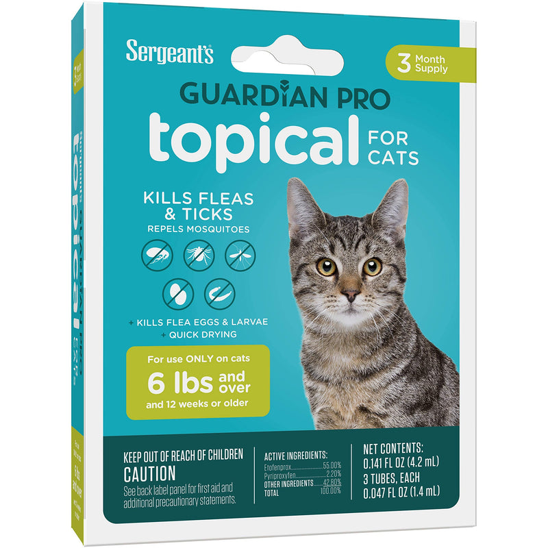 Sergeant's Guardian Pro Flea & Tick Squeeze On Topical Cats 6lbs and Over, 3 Count - BeesActive Australia