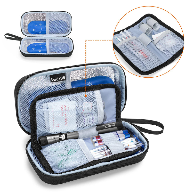 BAFASO Hard Insulin Cooler Travel Case with 2 Ice Packs, Insulin Travel Case for Insulin Pens and Diabetic Supplies, Black - BeesActive Australia