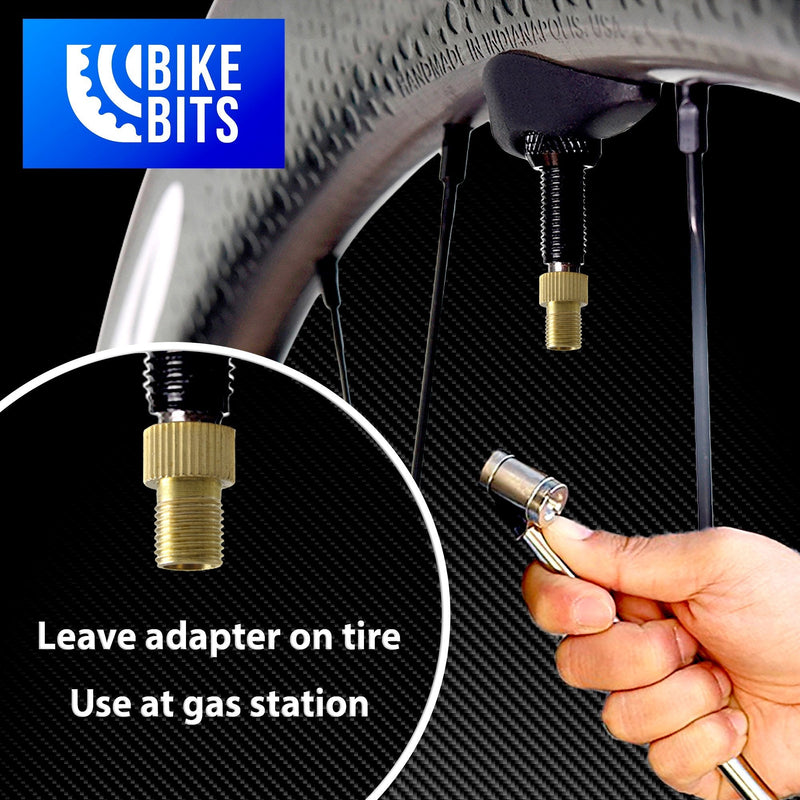 Bike Bits Brass Presta Valve Adapter - Convert Presta to Schrader - Inflate Tire Using Standard Bike Pump or Air Compressor (4 Pack) - BeesActive Australia