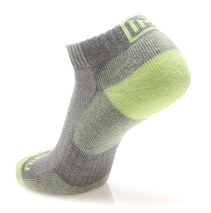 MIRMARU High Performance 6 Pairs Low Cut Athletic Running Cushion Sports Socks for Men & Women 7-10 H, 2x Grey Lime, 2x Grey Orange, 2x Grey Aqua - BeesActive Australia